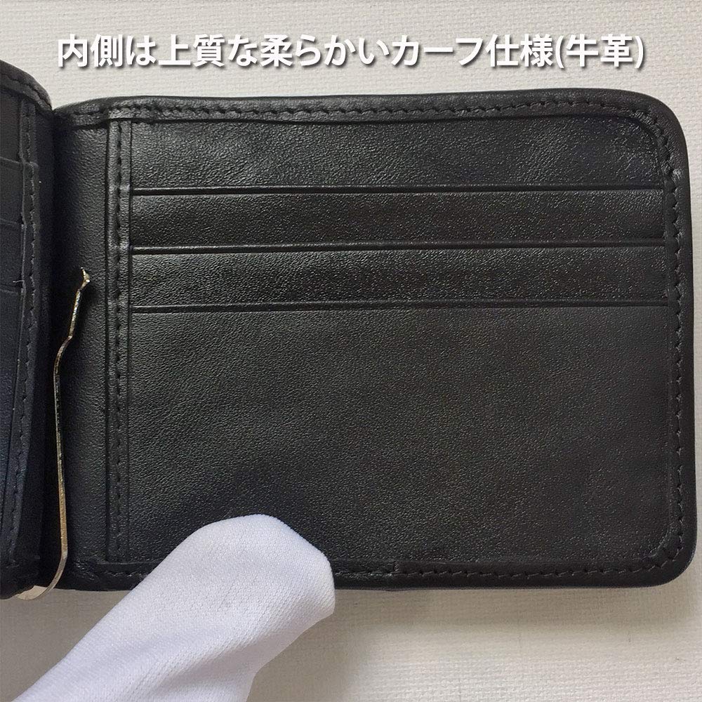 Amazon | [MOTA LEZA] 二つ折り マネークリップ付き 別注 BLACK